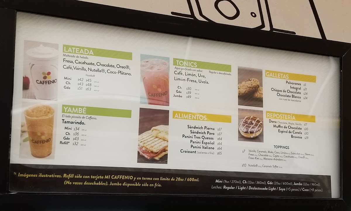 Caffenio Teran Menu - Image 1